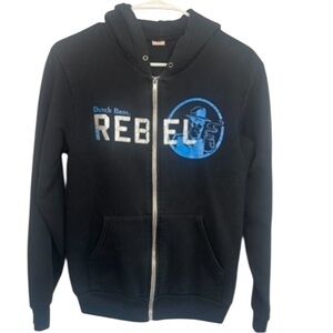 Dutch Bros SMALL Black Rebel Zip Up Hoodie RARE + VINTAGE Blue + Silver DB 1992